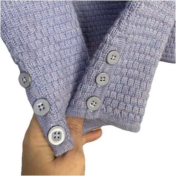 Talbots Merino Wool Cardigan Sweater Jacket Blazer Size PP Purple Classic Preppy - Picture 3 of 7